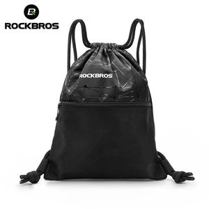 Çantalar Rockbros Sports Sırt Çantası Drawstring Yüksek kapasiteli spor çantası açık eğitim erkekleri kadınlar bisiklet depolama çantası çok amaçlı yoga çantası