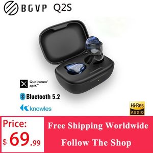 Hörlurar BGVP Q2S Hybrid Technology TWS 5.2 HIFI Trådlös Bluetooth -hörlurar Sport Binaural i öronspelörlurar Earskydd med MIC