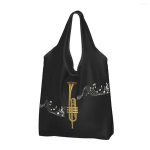 Borse per la spesa Tromba personalizzata con note musicali Borsa da donna Borsa portatile di grande capacità per generi alimentari Musicista trombettista Tote Shopper