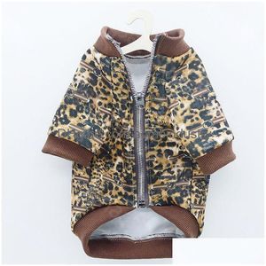 Hundejacke mit Leopardenmuster, modisch, warm, winddicht, Reißverschluss, Mantel, Schnauzer, Bichon, Corgi, Teddy, Kleidung, Drop-Lieferung, Dhnay