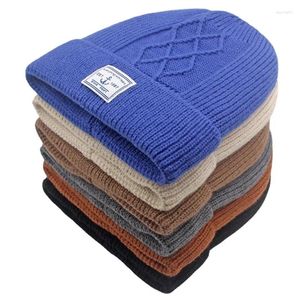 Berets 23 Wintermütze, mit Fleece gefüttert, Herren-Thermokappe, Zopfmuster, Motorhaube, weiche Beanie-Mütze für Männer und Frauen, Outdoor, Ski, Sport, gestrickt