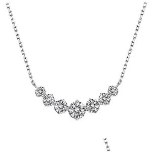 Moissanite Pendant S925 Sier CLAVICLE CHAIN ​​Womens Halsband Engagemangsjubileum Gift Drop Delivery DHYVF