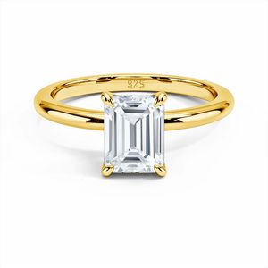 With Certificate Ring Emerald Cut 3ct 79mm Stone Silver 925 Pass Diamond Test Jewelry For Women Wedding Gift Female 240112