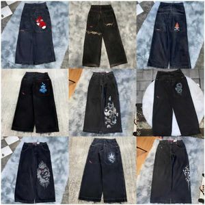 Jeans masculinos jnco baggy hip hop rock bordado padrão homens mulheres 2023 moda streetwear retro harajuku cintura alta perna larga ym