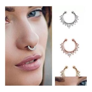 Nose Rings & Studs C-Shaped Nose Ring Stainless Steel Non-Perforated False Rings Sterling Sier Jewelry For Women 6 Colors Drop Delive Dh1Gw