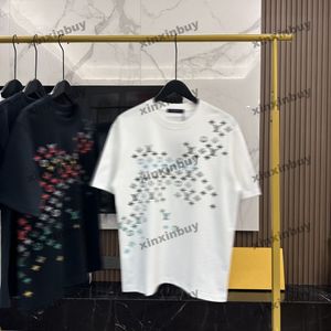 Xinxinbuy 2024 Men Designer Tee Tシャツグラデーションレタープリント1854女性綿黒白色レッドS-XL
