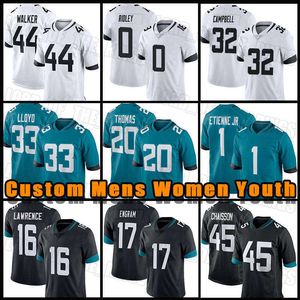 Jacksonville''Jaguars''Football Jerseys Travon Walker Trevor Lawrence Travis Etienne Josh Allen Ridley K'Lavon Chaisson Evan Engram Devin Lloyd Christian Kirk Jones