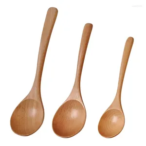 Dinnerware Sets 3 Pcs Wooden Spoons For Eating Eco-Friendly Handmade Teaspoon Dinner Salad Desserts Cereal Fruit