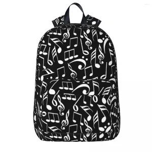 Zaino Note musicali Zaini da esterno in bianco e nero Design da uomo Borse da scuola durevoli Zaino carino