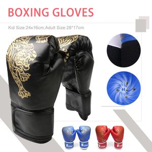 1 Pair Adults Kids Boxing Gloves Breathable PU Leather Training Fighting Gloves Sanda Boxing Training Gloves Kickboxing 240112