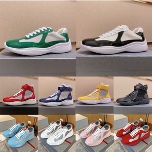 Aaa + Top OG Casual Designer Shoes Americas Cup Tecido de Borracha Macia Sneaker Mens Preto Branco Panda Couro Envernizado Treinadores Baixo Tops Malha América para Homens Tênis Esportivos