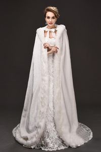 Zimowa wojna sztuczna futra nowożeńca ciepłe owijanie z kapturem wykończenie podłogi długość Perfect Abaya Kurtka na Wedding Cape Kurtka CPA9152617118