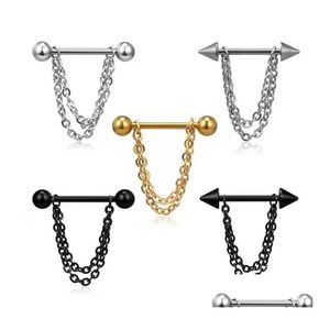 Stainless Steel Nipple Piercing Set 14G Piercings Tongue Barbell Bk Crystal Nipples Ring Drop Delivery Otqhi