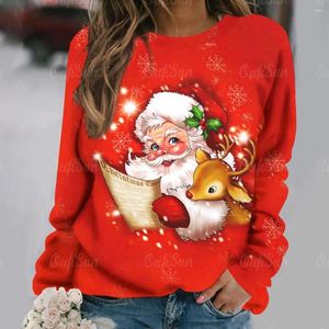 Kadın Tişörtleri Kış Kadın Noel Uzun Kollu T-Shirts Sweater Noel Baba Baskı Tee Teps bayanlar o Boyun büyük boy sokak moda