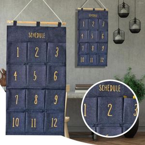 Borse portaoggetti Borsa da appendere a 12 tasche per mesi creativi, porta dell'armadio, parete posteriore, ciondolo in tessuto, cesto natalizio illuminato in denim