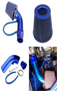 Car 3quot 76mm Cold Air Intake Filter Alumimum誘導キットパイプホースシステムブルーユニバーサルNew3612873