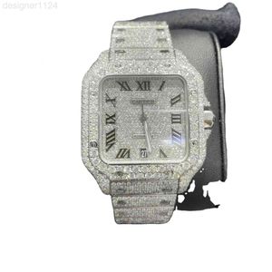 Relógio gelado moissanite personalizável hip hop luxuoso relógios mecânicos de quartzo europeus e americanos