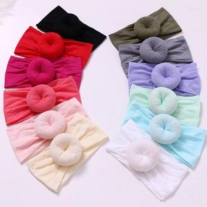 Hair Accessories 2024 Arrvied Girls Round Knot Nylon Headbands High Elastic Wide Donut Head Bands Turban