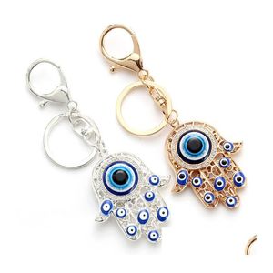 Hamsa Handnyckelringar Evil Eye Palm Palm Pendant Keychains Gold Sier Colors For Women Gift Drop Delivery Otzol