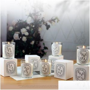 Świece zapachowe świece aromatyczne luksusowe pudełko romantyczna lawendowa świeca lawenda w szklanym słoiku sojowy zapach woskowy zapach 50 g kropla dostawa do domu dhf7x