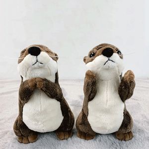 Desejando orar e orar por boa sorte boneca lontra com olhos fechados para a marmota boneca de boneca de animal de aniversário presente de pelúcia brinquedo de pelúcia