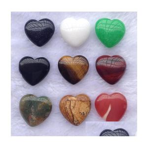 Crystal 20Mm Love Heart Shaped Crystal Natural Stone Healing Crystals Stones Valentine Day Ornaments Mti Colour Jewelry Drop Delivery Dhii0