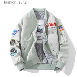 Nasa Jackets Fall-flight Pilot Jacket Casaco Preto Verde Bomber Air Force Homens Nasa Bordados Casacos de Beisebol com Zíper CP Bomber Jacket Jaquetas Masculinas 4 Z24X