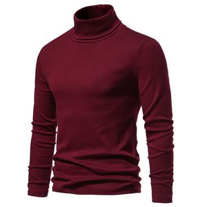 Fashion Man's Winter Sweater Knit Turtleneck Solid Color Basic Tops T Shirt Jumper Pullovers Sweaters Male Clothing For Men 240113