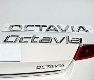 Skoda Octavia Badge Emblem abs Chromeロゴオートリアトランクステッカーの3Dカーシルバーデカール