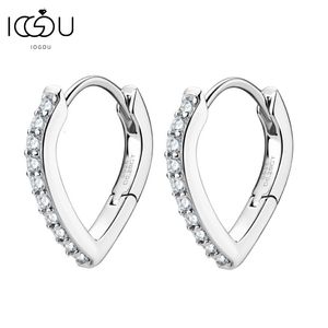 IOGOU Simple Water Drop Hoops Earrings Certificate D020CT VERKLIG 925 SILVERMEYCH FÖR KVINNA KOREAN Fashion 240112