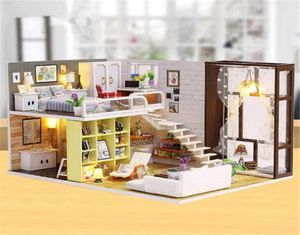 Śliczny pokój Doll Dold House 3D drewniane miniaturowe domy lalki miniaturowe zabawki dla lalek z meblami prezent świąteczny K2009335573