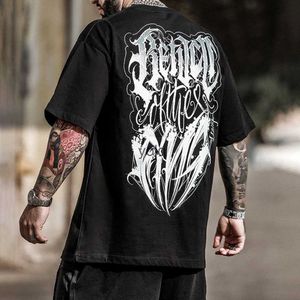 Herr t-shirts high street trendiga hiphop män topp gangster kläder design lös kort ärm runed ne harajuku casual cargo hip hopyolq