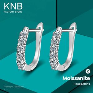 KNB Real 01ct Wedding Diamond Kolczyki dla kobiet Prezent 925 Srebrny Huggie Hoop Earring Luksusowa biżuteria 240112