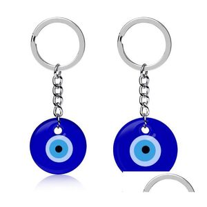 Kluczowe pierścionki Turkish Blue Eart Eye Klucz Kluczowe klęsce Uroki wisiecia rzemieślnicze szkło z brelingiem wiszące ozdoby biżuterii Akcesoria DH2DH