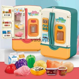 Cozinhas Brincam Comida Ldren's Kitchen Toy Geladeira com luzes e sons Simulação Geladeira de porta dupla Cozinha Play House Set para criançasvaiduryb