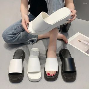 Slippers Mr Co Female Thick High Heel Platform Outside Summer Fashion Sponge Flat Sandals Simple Beach Shoes Flip Flops