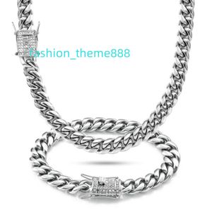 Moissanite kubansk länkkedja Guldkedjor Män Moissanitkedja 18K Guld Sterling Silver Cuban Chain Men's Hip Hop Halsband 6-18mm bred. Längd 40-75 cm valentinsdag gåva