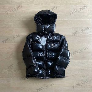 Men's Down Parkas Handmade Trap-tar Inspired Jacket Trap-str Black Glossy Cotton Detachable Hat American Vintage Versatile Jacket Coat T240112