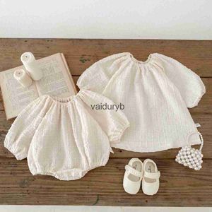 Girl's Dresses Newborn Baby Boy Girl Cotton Romper Dress Infant Toddler 3D Grid Onesie White Jumpsuit Sister Dress Onepiece Baby Clothing 3-24Mvaiduryb