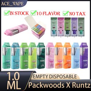 New Packwoods Runtz Runty 전자 담배 1.0ml 빈 일회용 vape 펜 충전식 장치 포드 380mah 전자 담배 10 맛