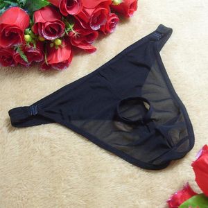 UNDUPANTS Rahat Erkekler Örgü Külot Gözlü G-String Düşük Bel Erkek Elastikiyeti Slip T-BACK THENG KISA KILAVUZU