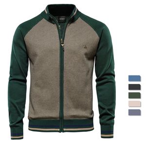 Autumn Sweater Round Neck Retro Casual Colormatching Mens Fashion zipper High Quality 240113