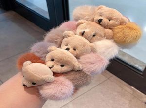 Oaoleer Cute Bear Furry Elastic Hair Bands Korean Lovely Colorful Headbands Rope Tie Holder For Women Girls Fur Accessories 30pcs9629060