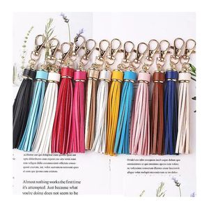 Chaveiros Lanyards Pu Couros Borla Chaveiros Pingente Lage Bag Acessórios Jóias 12 Cores Drop Delivery Acessórios de Moda DHD7H