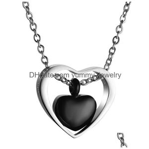 Pendant Necklaces Stainless Steel Double Hearts Ash Box Jewelry Pet Urn Cremation Memorial Keepsake Openable Put In Ashes Holder Drop Dhnaa