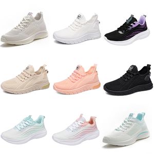 2024 Vinterkvinnor Vandring Running Mesh Shoes Soft Sole Casual Flat Shoes Fashion Black Pink Beige Grey Trainers Stor storlek 35-41 GAI