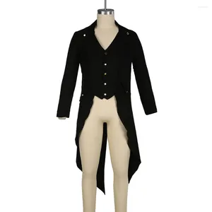 Men's Trench Coats Men Steampunk Jackets Retro Victorian Punk Tailcoat Party Costume Cosplay Button Long Jacket Windbreaker