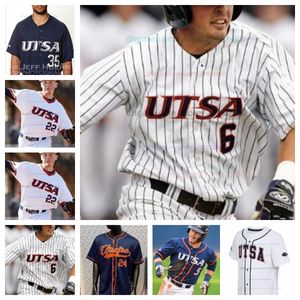 Maglia da baseball personalizzata UTSA Roadrunners tutte cucite Maglie uomo donna 3 Antonio Valdez 33 James Taussig 18 Josh Salinas 19 Garrett Brooks Drake Smith Daniel Garza