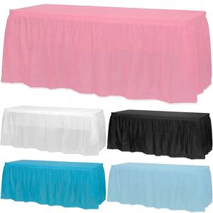 14 футов одноразовые юбки для стола синий розовый пластиковая скатерть для круглого прямоугольного декора детский душ принадлежности для дня рождения 240112