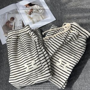 2023 Plus Size Damenhosen Designer Gestreifte Damen Freizeithosen Kordelzug Gerade Hosen Mode Sport Lässige Streetstyle Damenhosen